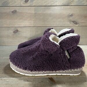 ll bean womens size 10 slippers purple cozy sherpa slip on comfort booties shoes
